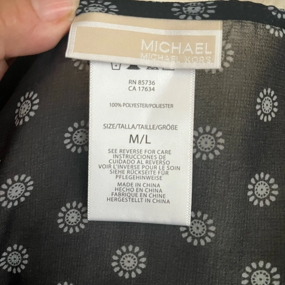 Michael Kors‎ Black and White Floral Semi-Sheer Top tunic.Sz M/L
